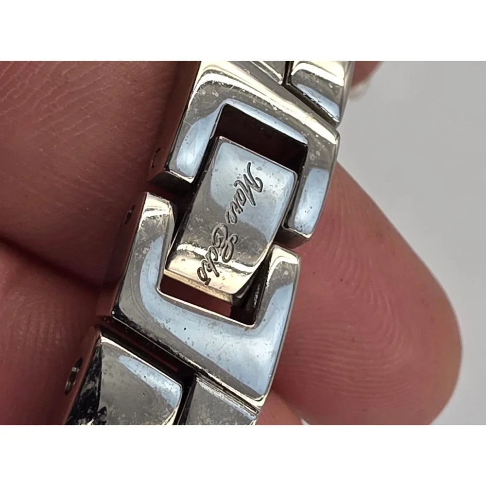 Marc Ecko Mens Stainless Steel Crystal Mother of Pearl Link Bracelet Silver Tone